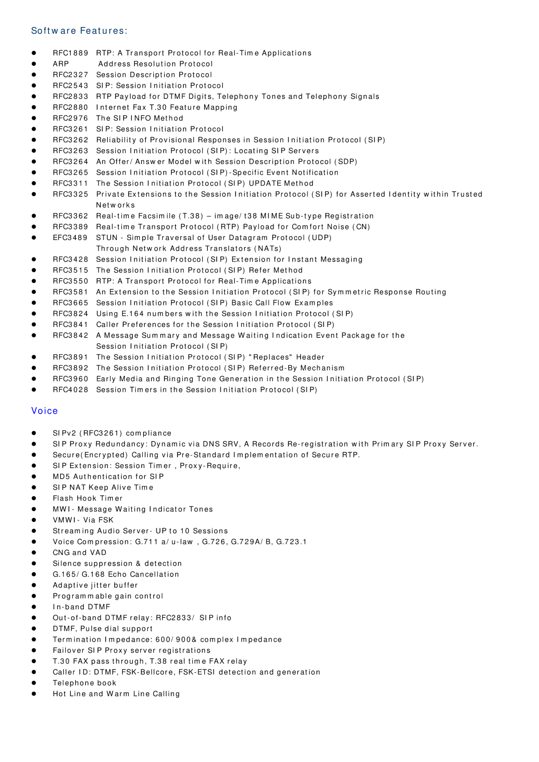 Abocom DVG-2101S manual Software Features, Voice 