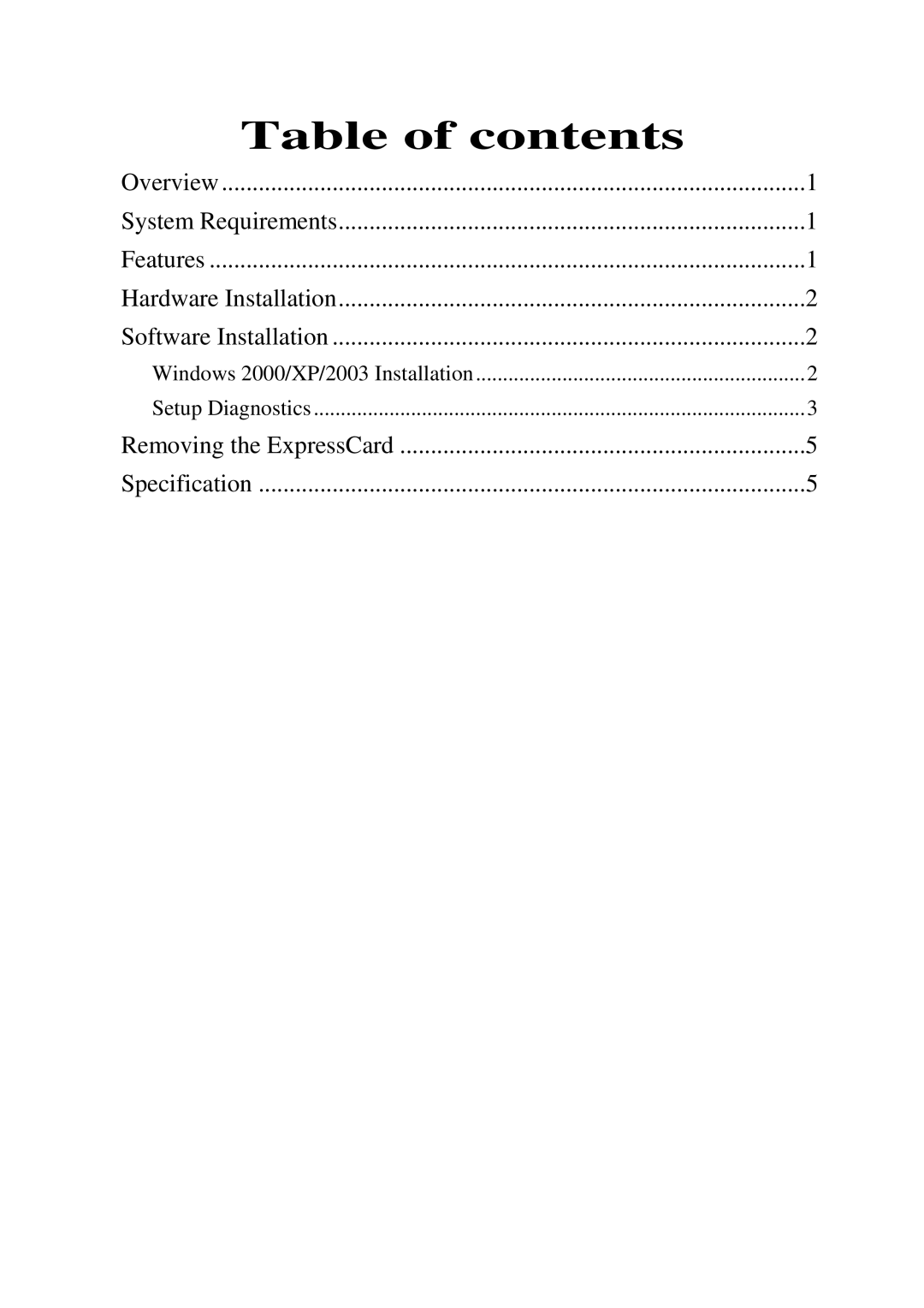 Abocom ECR500 user manual Table of contents 