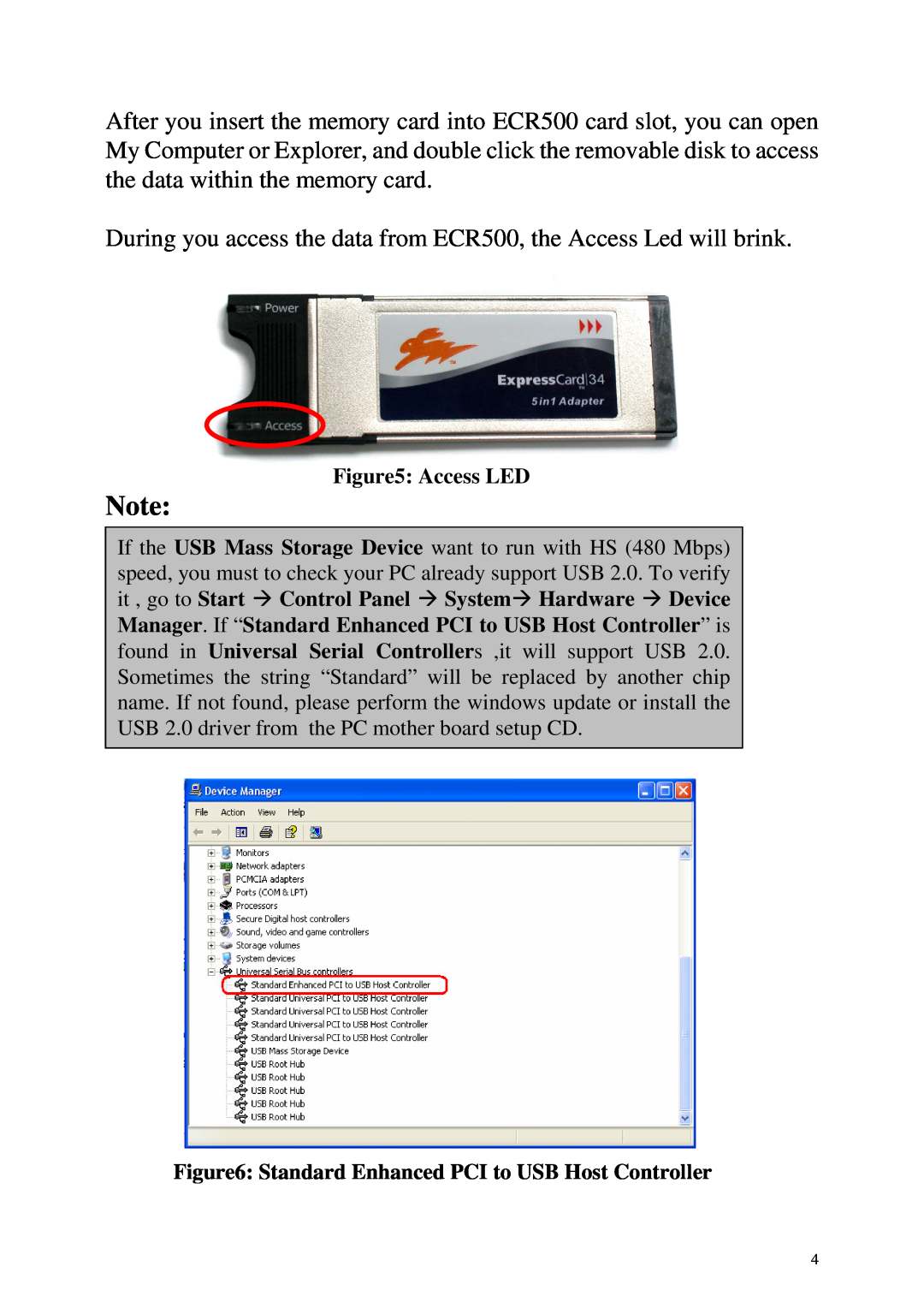Abocom user manual During you access the data from ECR500, the Access Led will brink, Access LED 