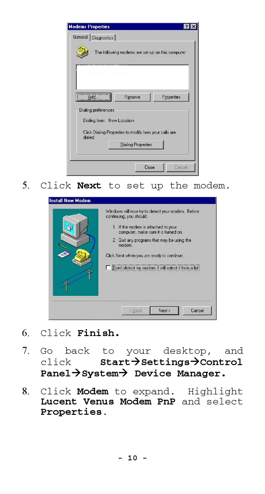 Abocom EFM560 manual Click StartÆSettingsÆControl PanelÆSystemÆ Device Manager 