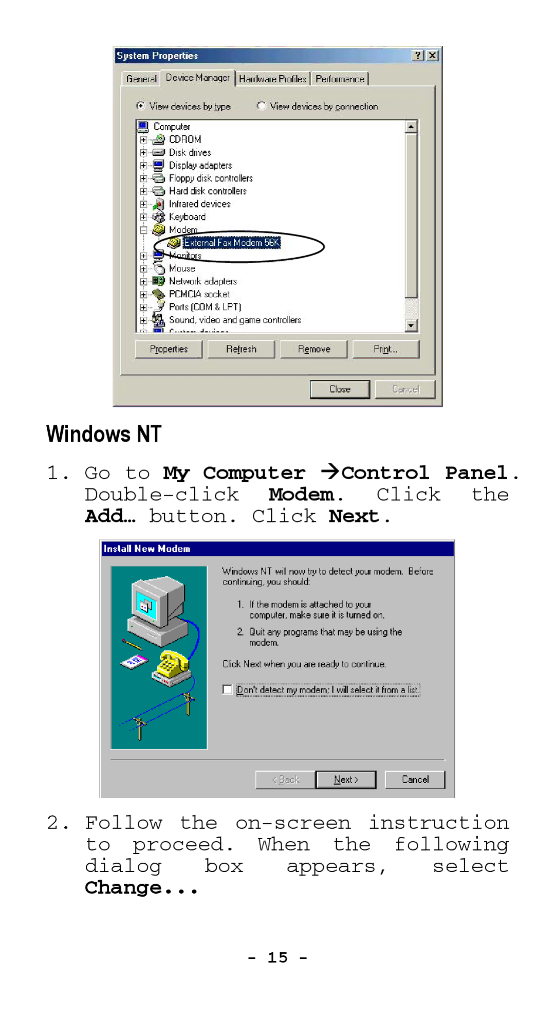 Abocom EFM560 manual Windows NT 