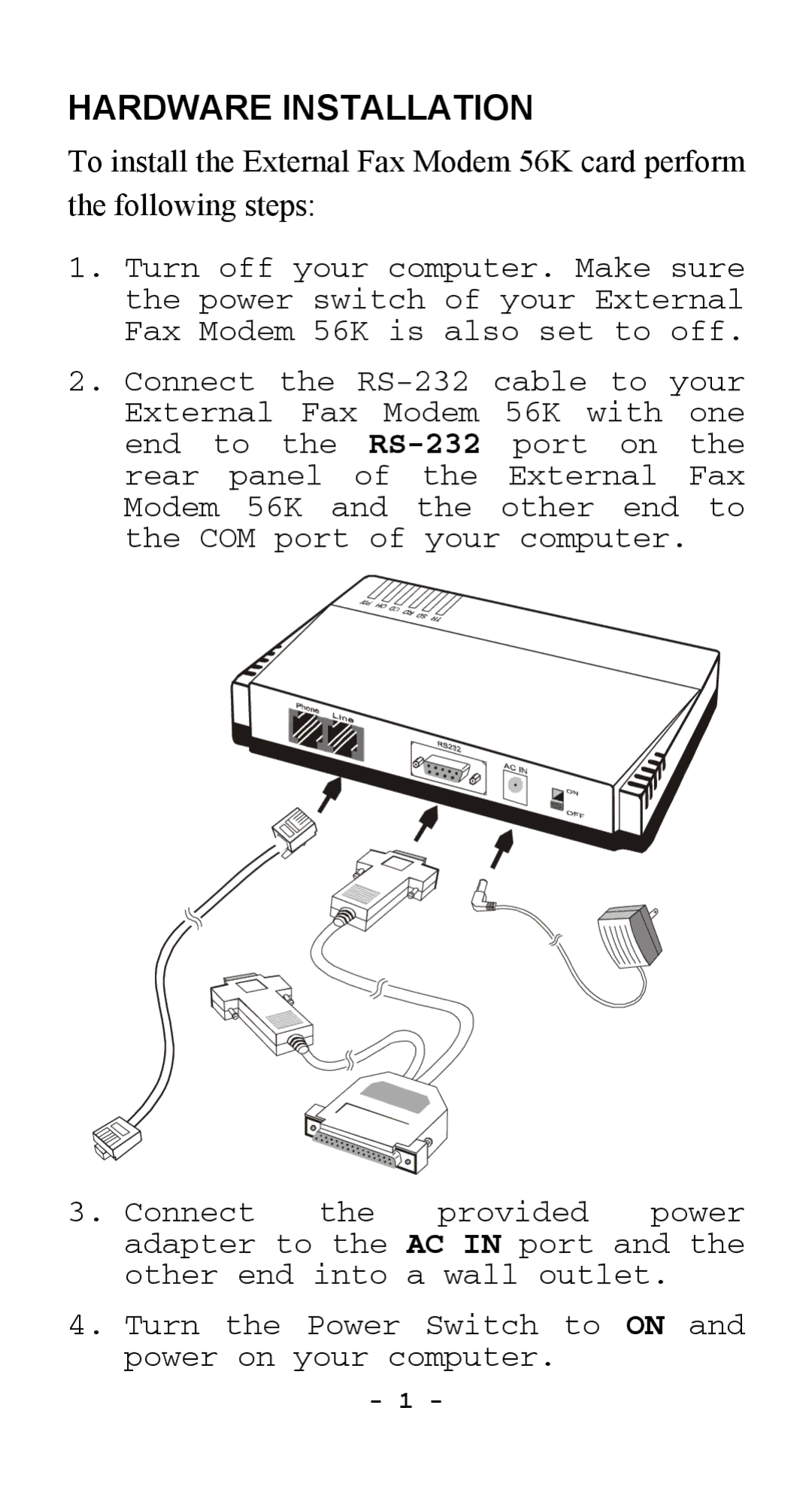 Abocom EFM560 manual Hardware Installation 