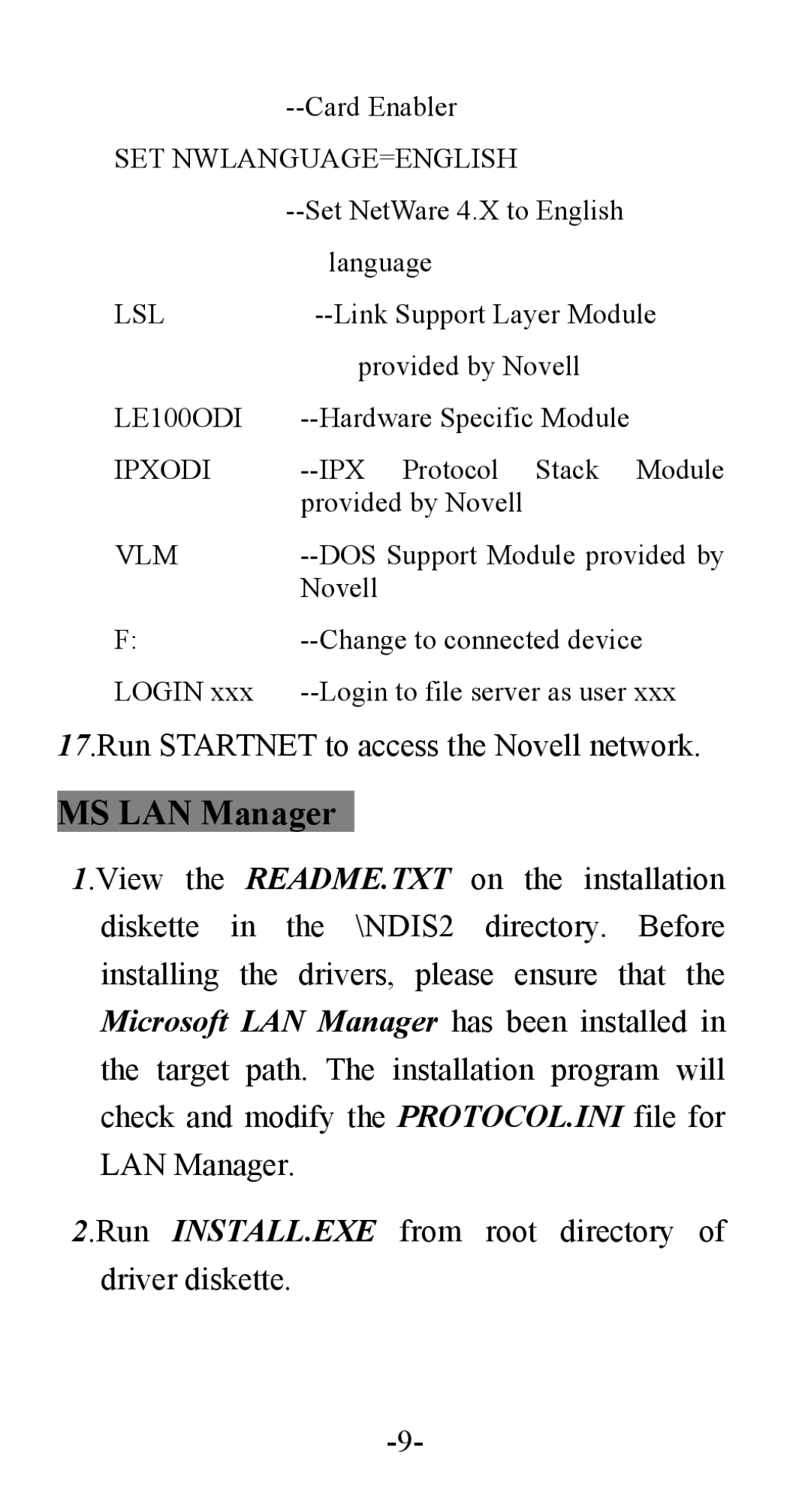 Abocom FE1000 manual MS LAN Manager, Vlm 