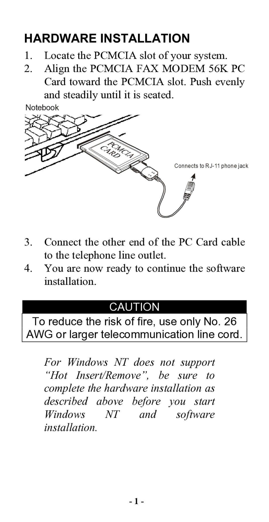 Abocom FM560C manual Hardware Installation 