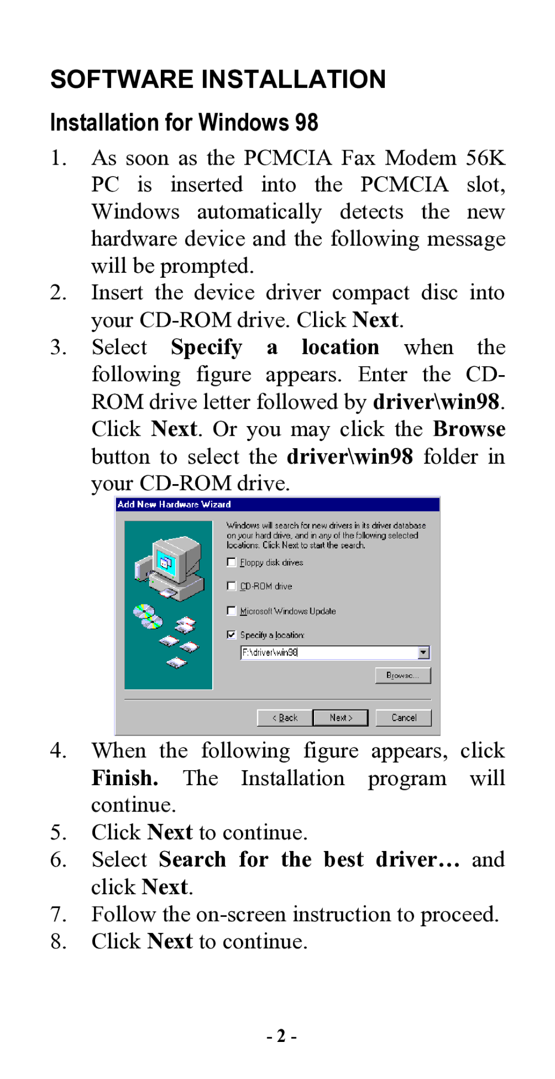 Abocom FM560C manual Software Installation, Installation for Windows 