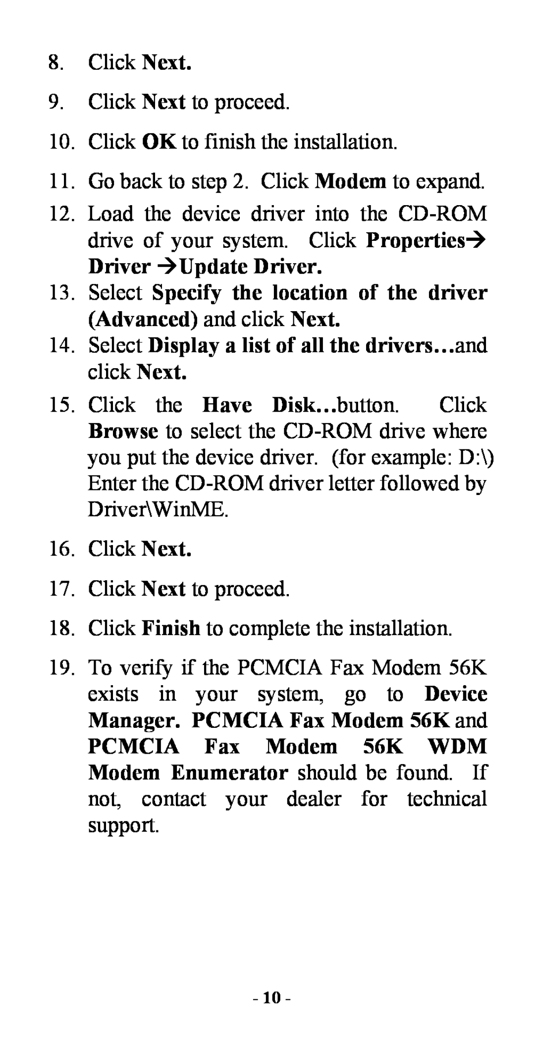 Abocom FM560C manual Driver ÆUpdate Driver, Select Specify the location of the driver Advanced and click Next 
