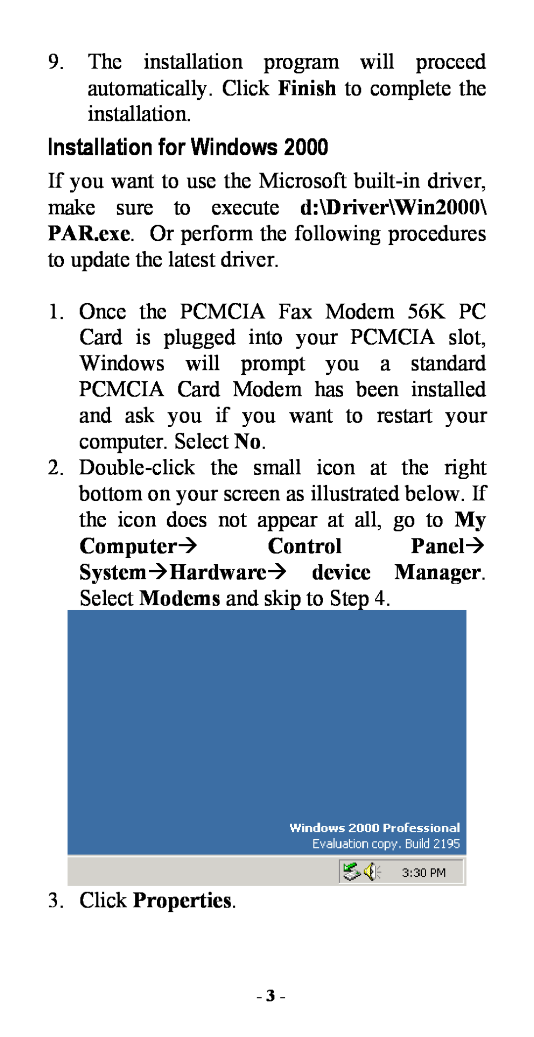 Abocom FM560C manual Installation for Windows, Click Properties 