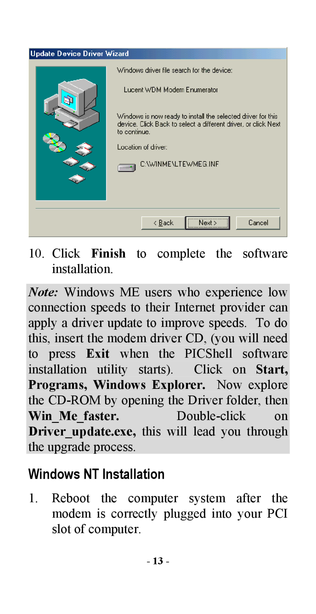 Abocom IFM560 manual Windows NT Installation 