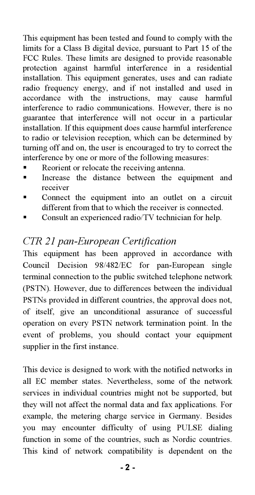 Abocom ISM56CR manual CTR 21 pan-European Certification 