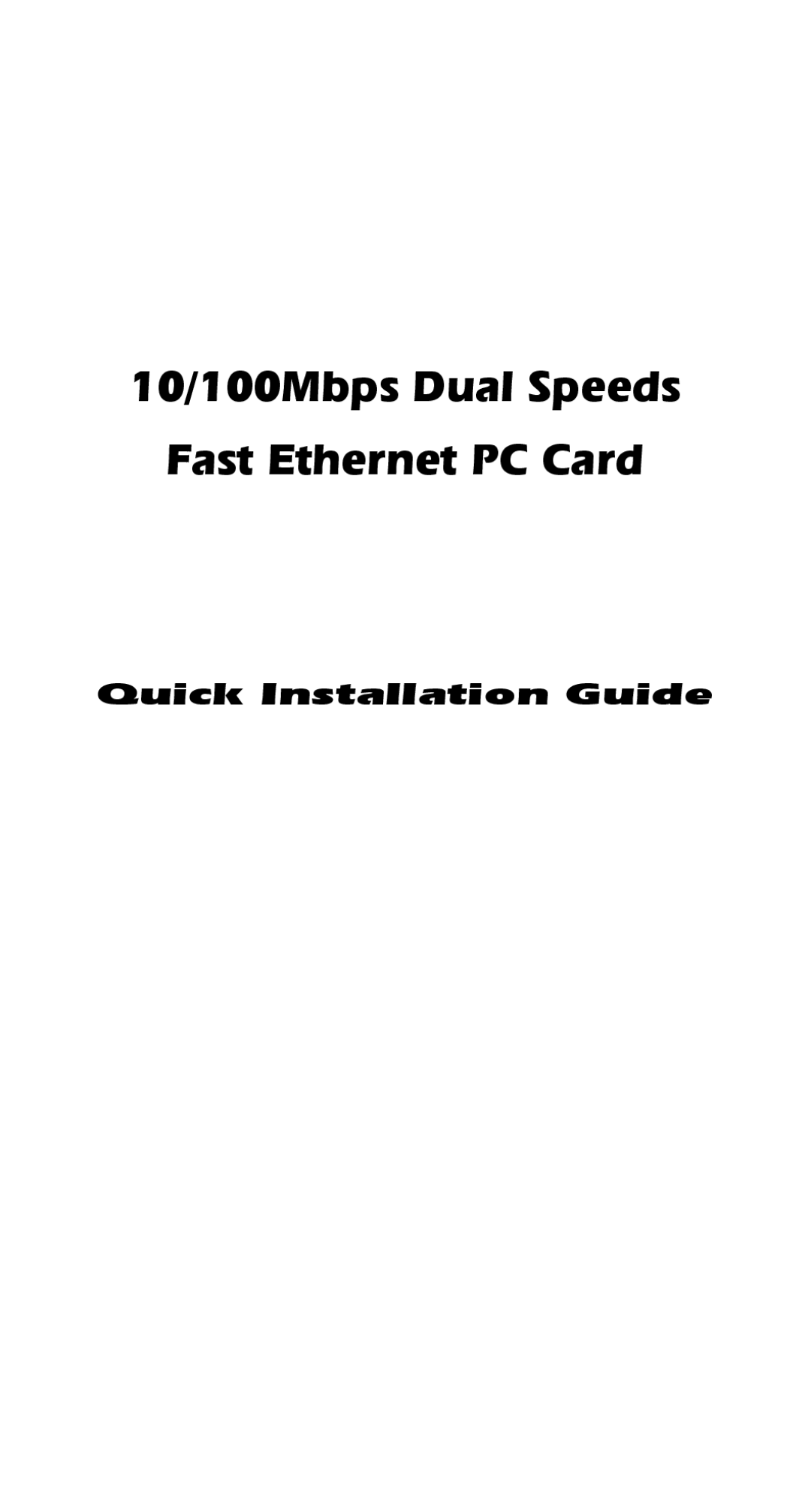 Abocom LA100 manual 10/100Mbps Dual Speeds Fast Ethernet PC Card, Quick Installation Guide 