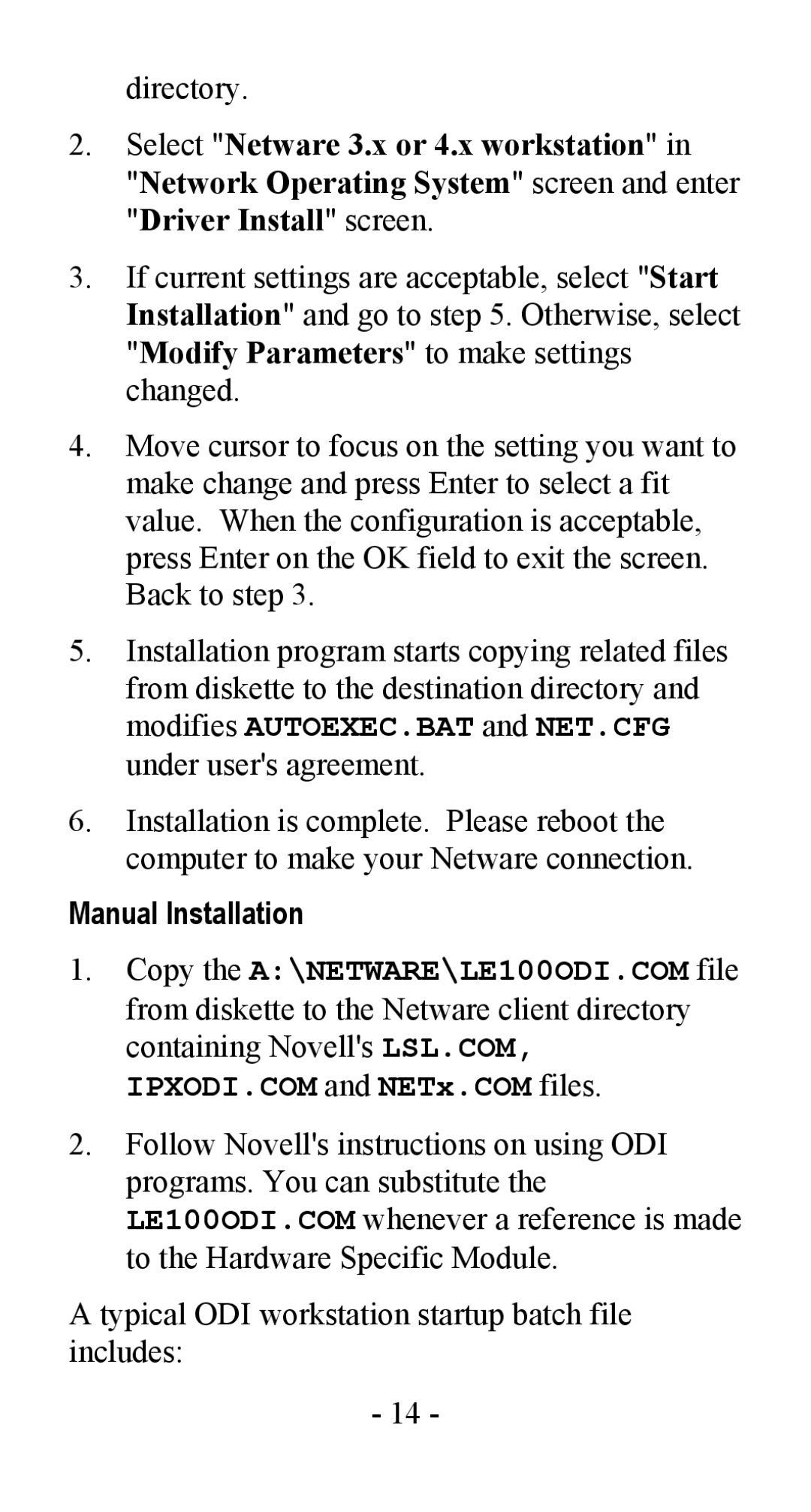 Abocom LA100 manual Manual Installation 