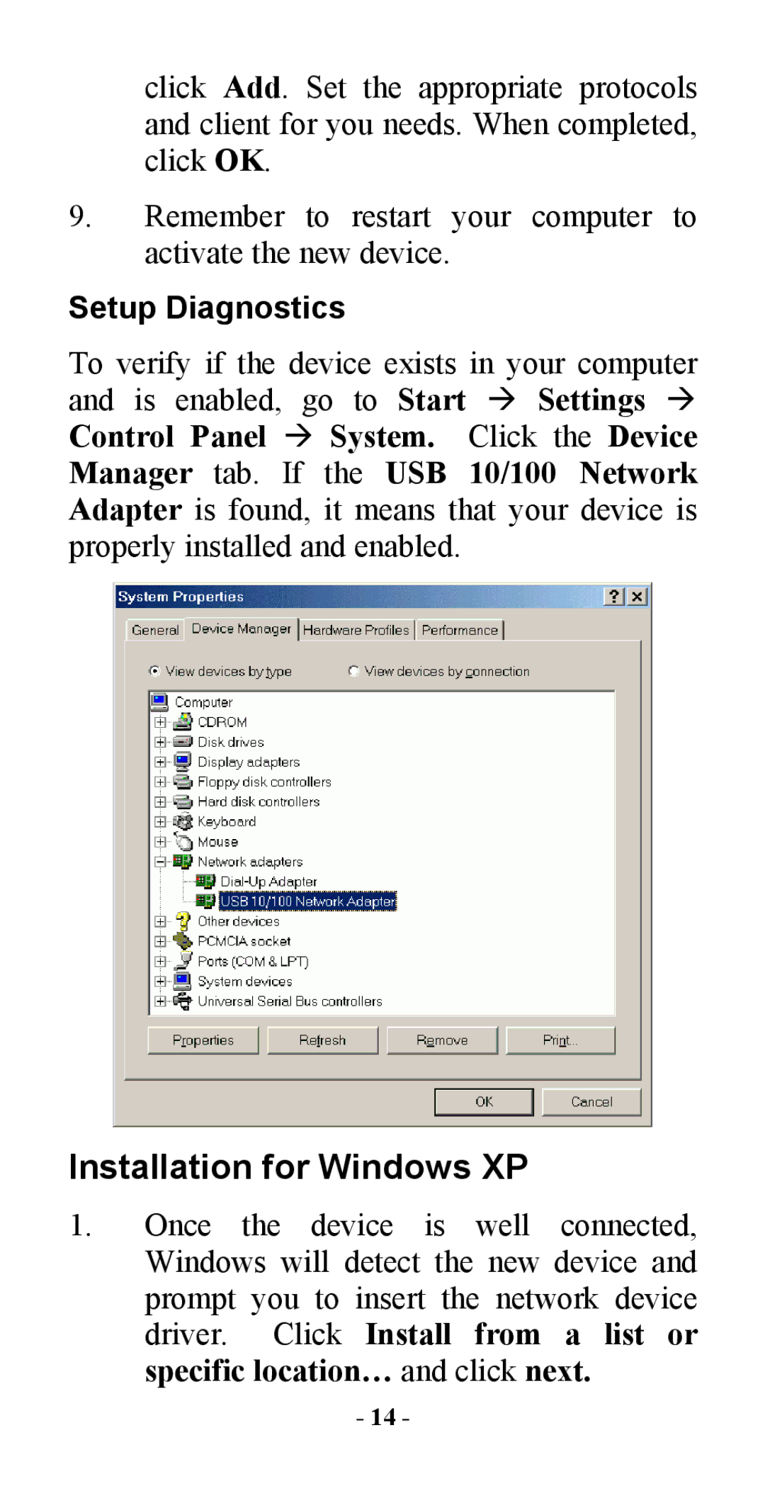 Abocom M73-APO08-420 manual Installation for Windows XP 