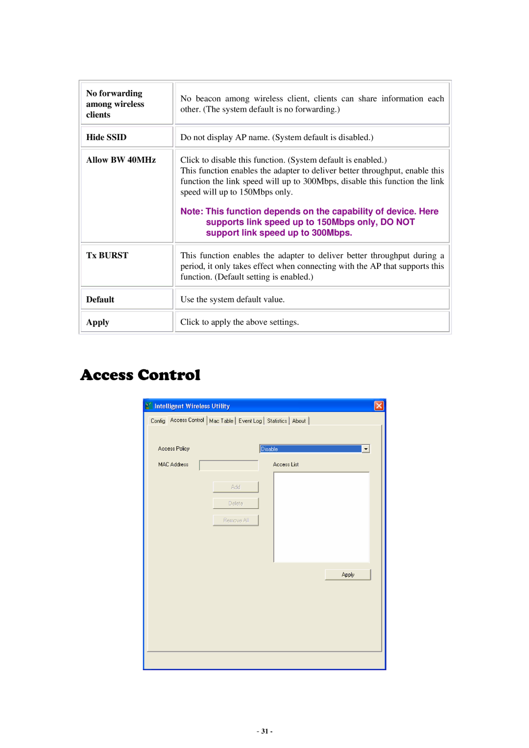 Abocom None user manual Access Control 