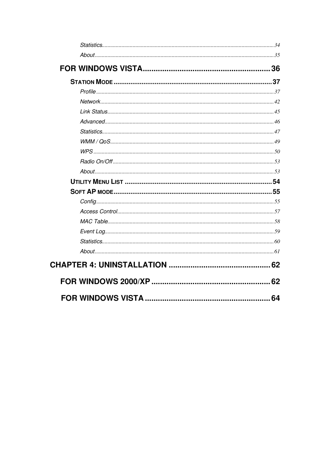 Abocom None user manual Uninstallation For Windows 2000/XP For Windows Vista 