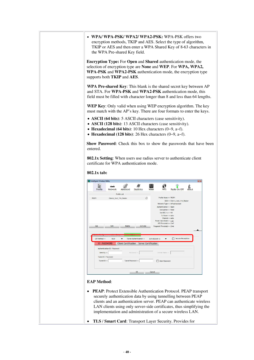 Abocom None user manual 802.1x tab EAP Method 