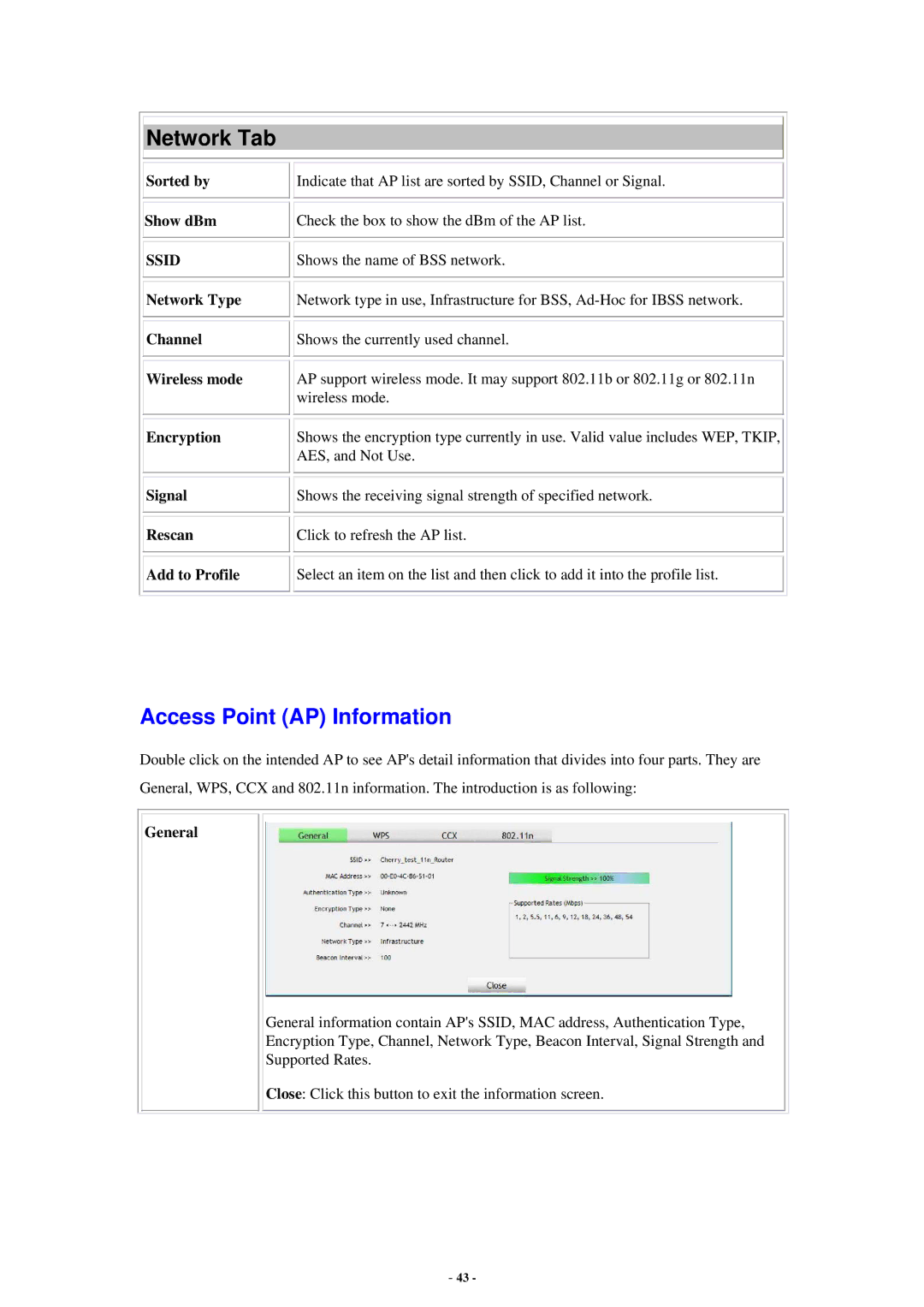 Abocom None user manual Network Tab, Add to Profile 