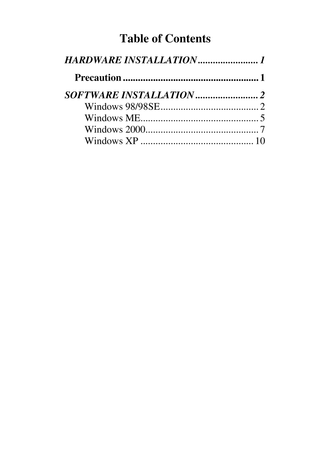 Abocom UAM700 manual Table of Contents 