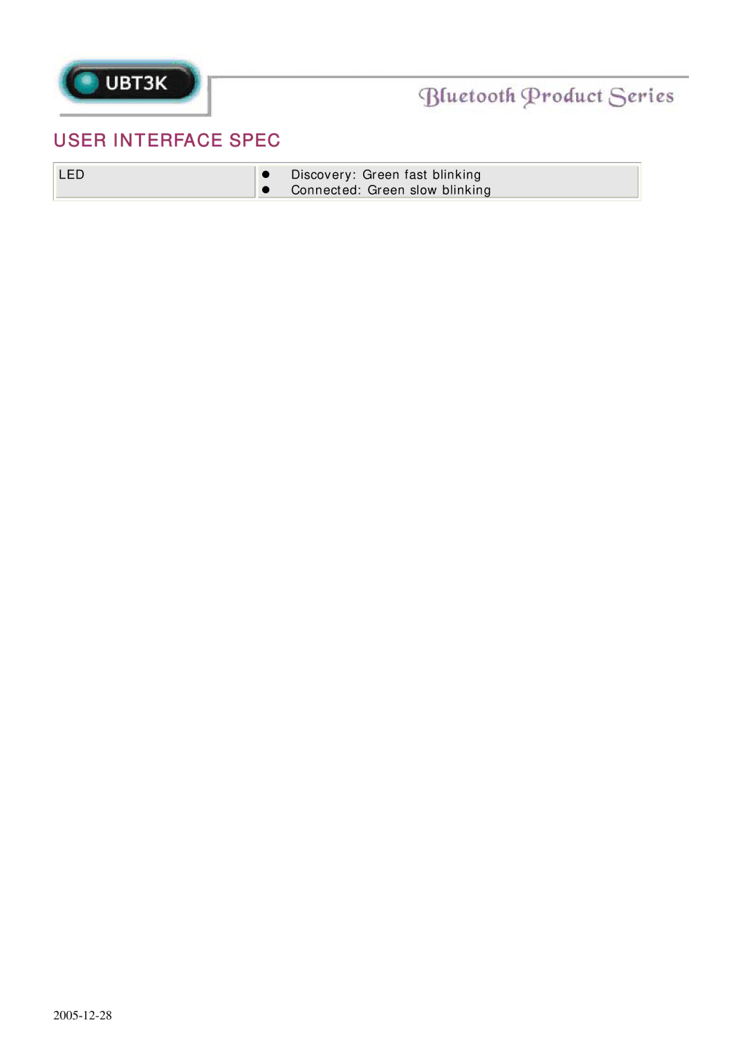 Abocom UBT3K specifications User Interface Spec 