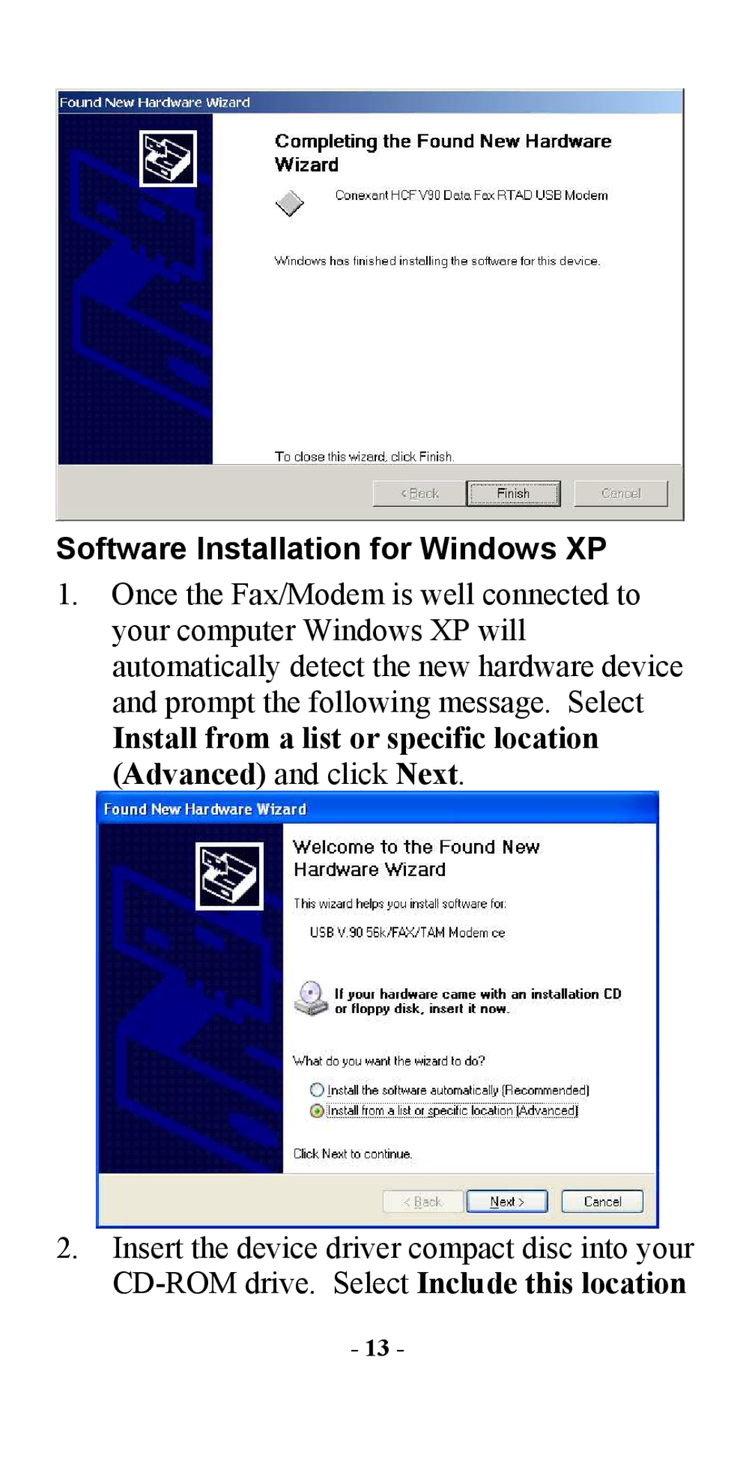 Abocom UCM56CR manual Software Installation for Windows XP 