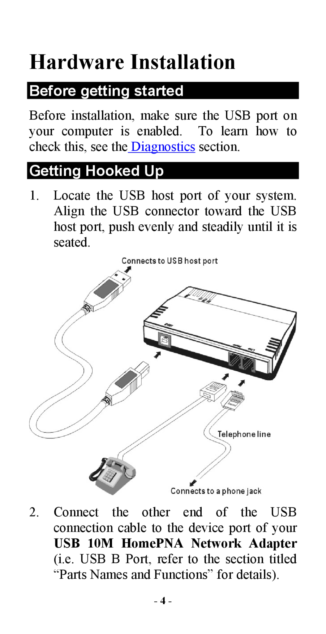 Abocom UHL2000 manual Hardware Installation, Before getting started, Getting Hooked Up 