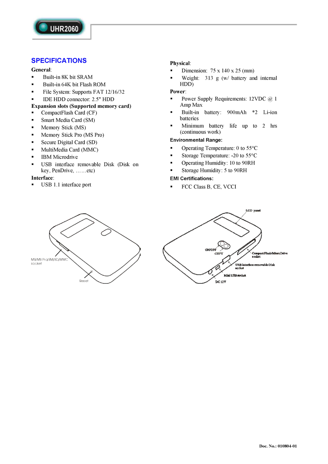 Abocom UHR2060 manual Specifications 