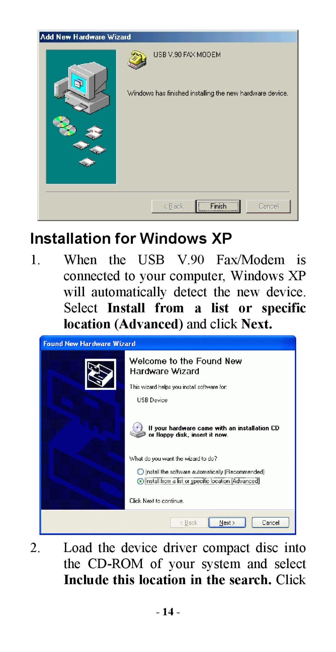 Abocom USM560 manual Installation for Windows XP 