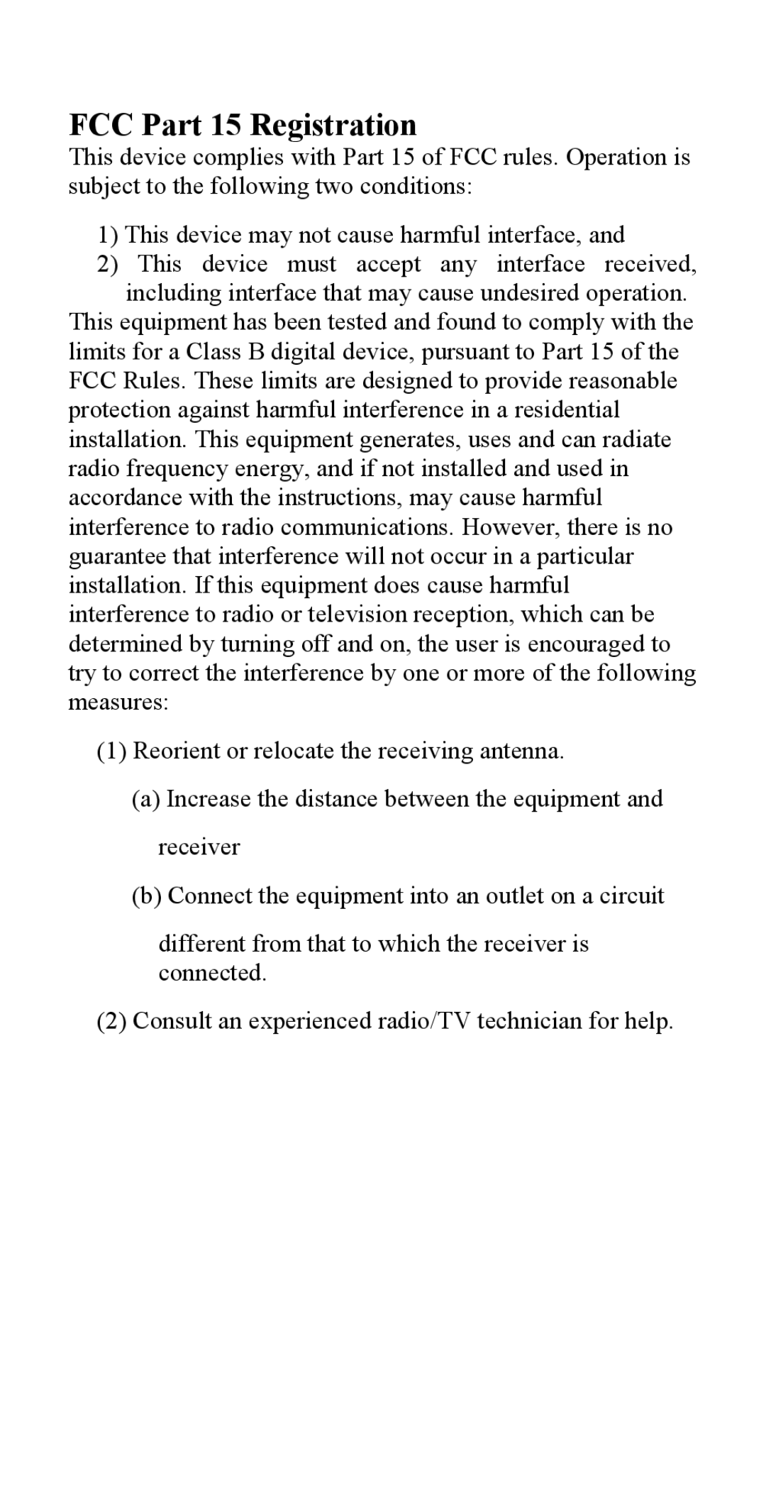 Abocom USM560 manual FCC Part 15 Registration 