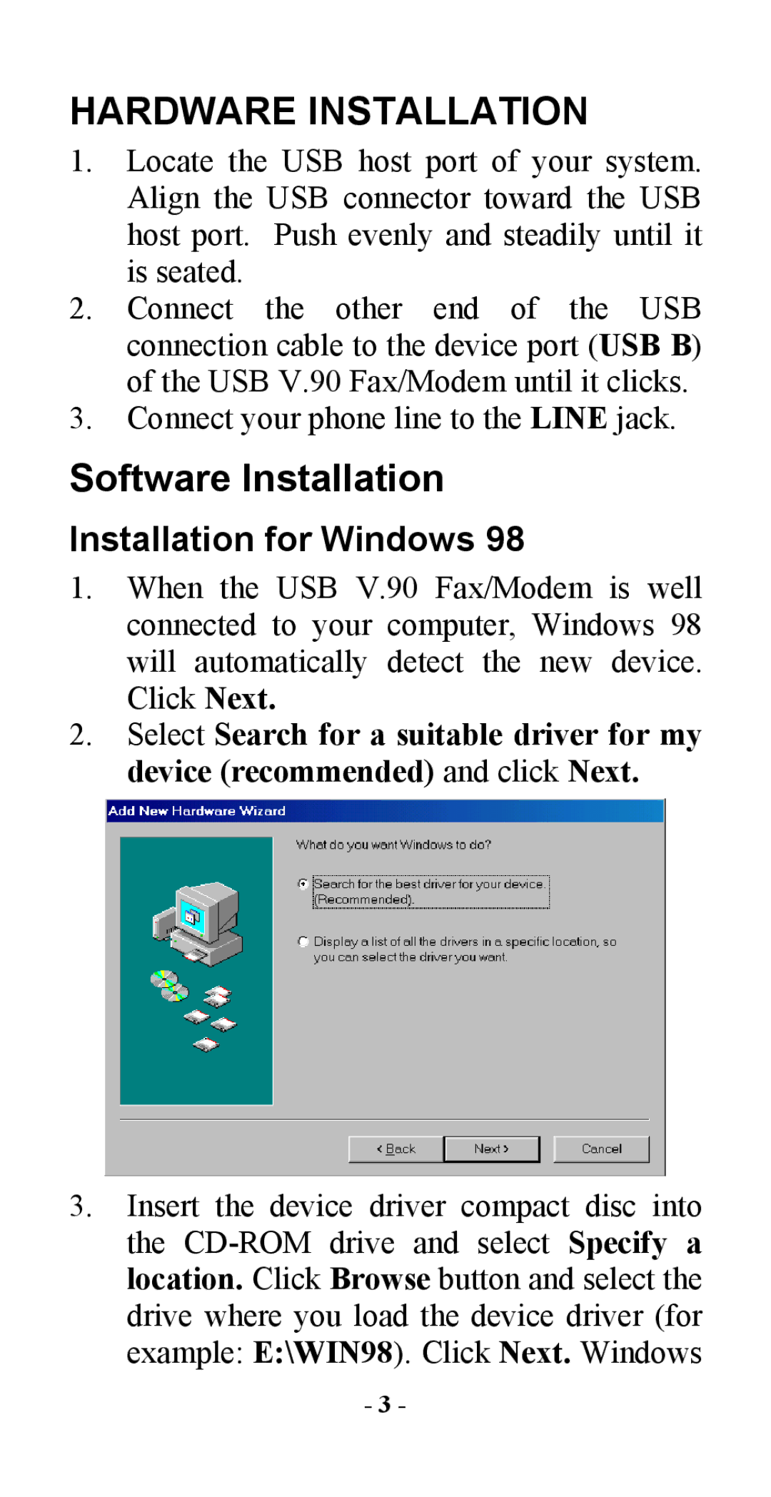 Abocom USM560 manual Hardware Installation, Installation for Windows 