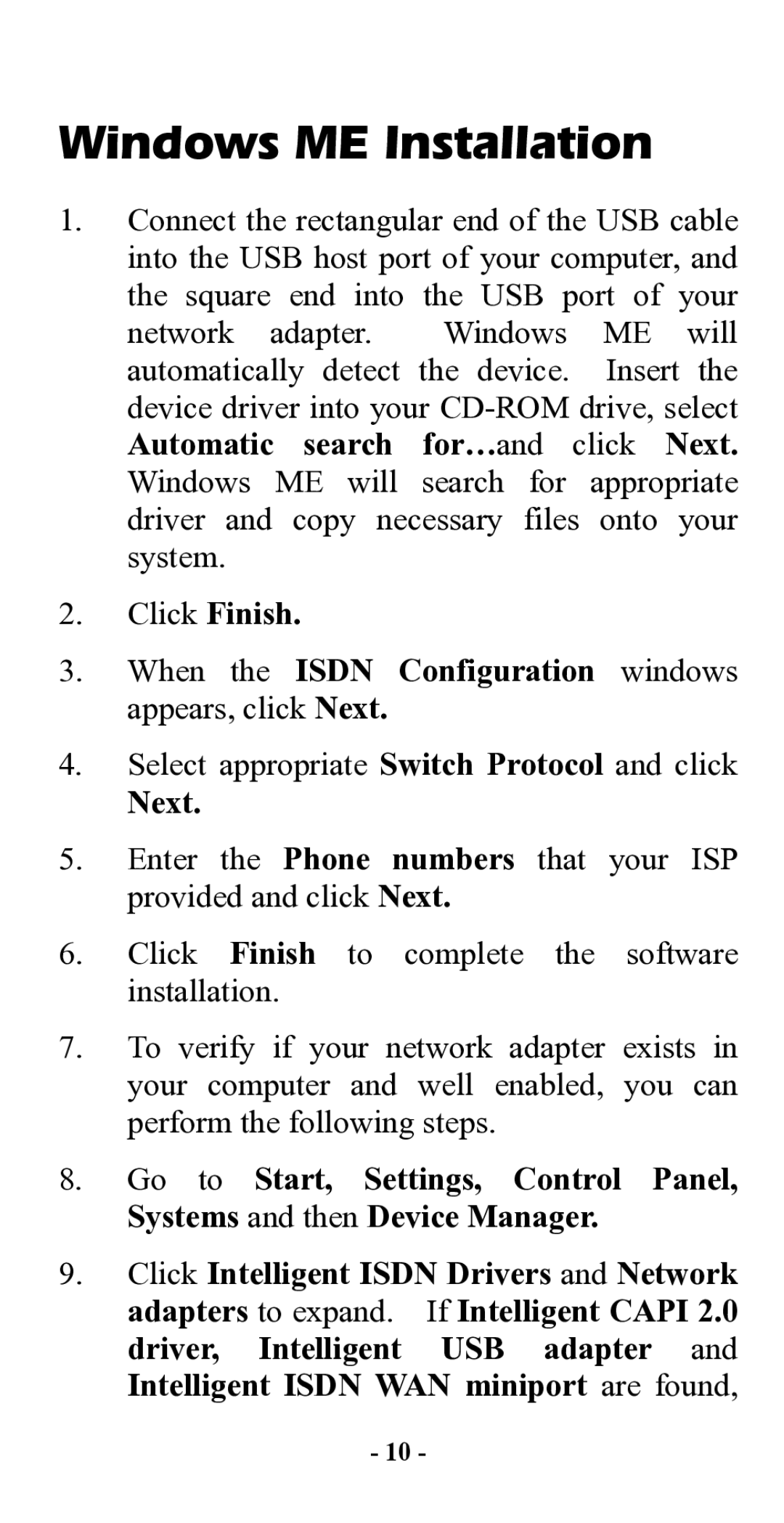 Abocom UTA128 manual Windows ME Installation, Next 