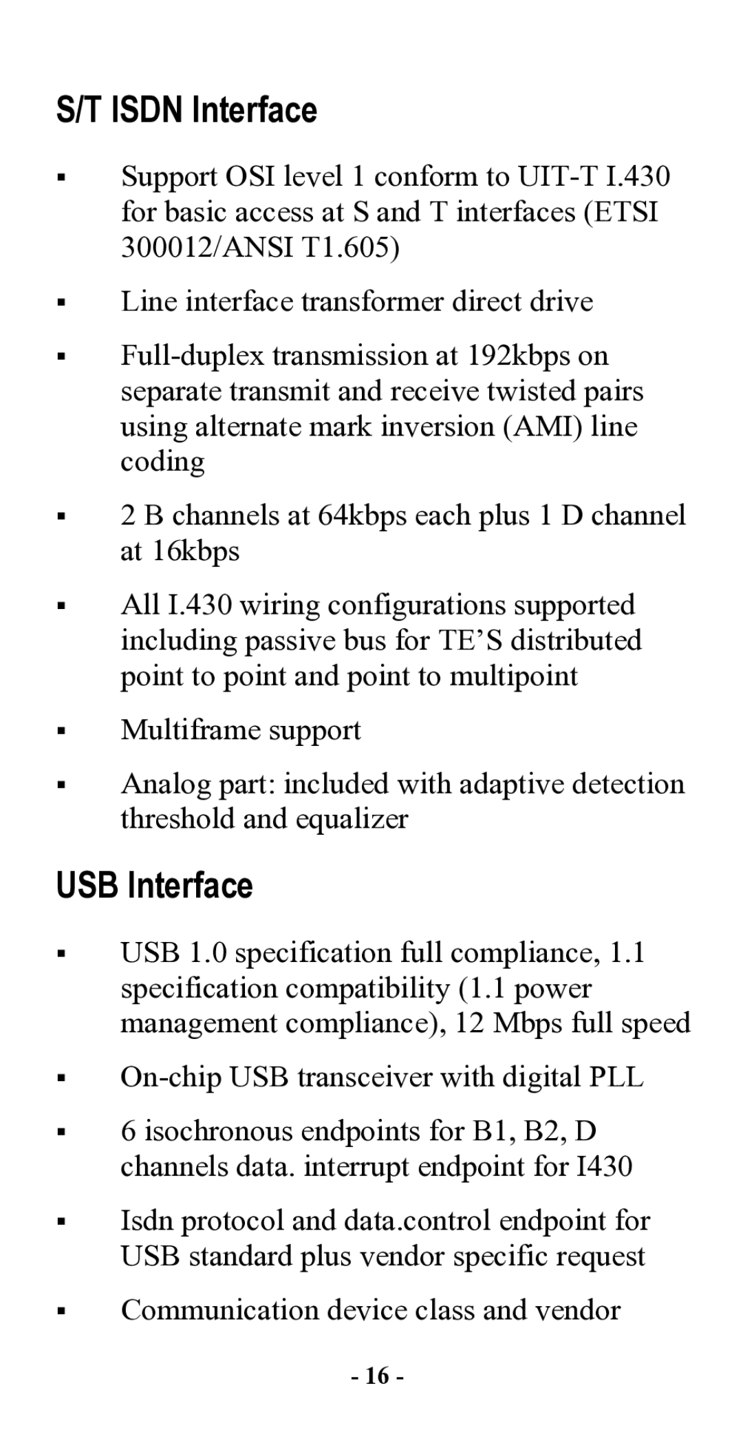 Abocom UTA128 manual Isdn Interface 