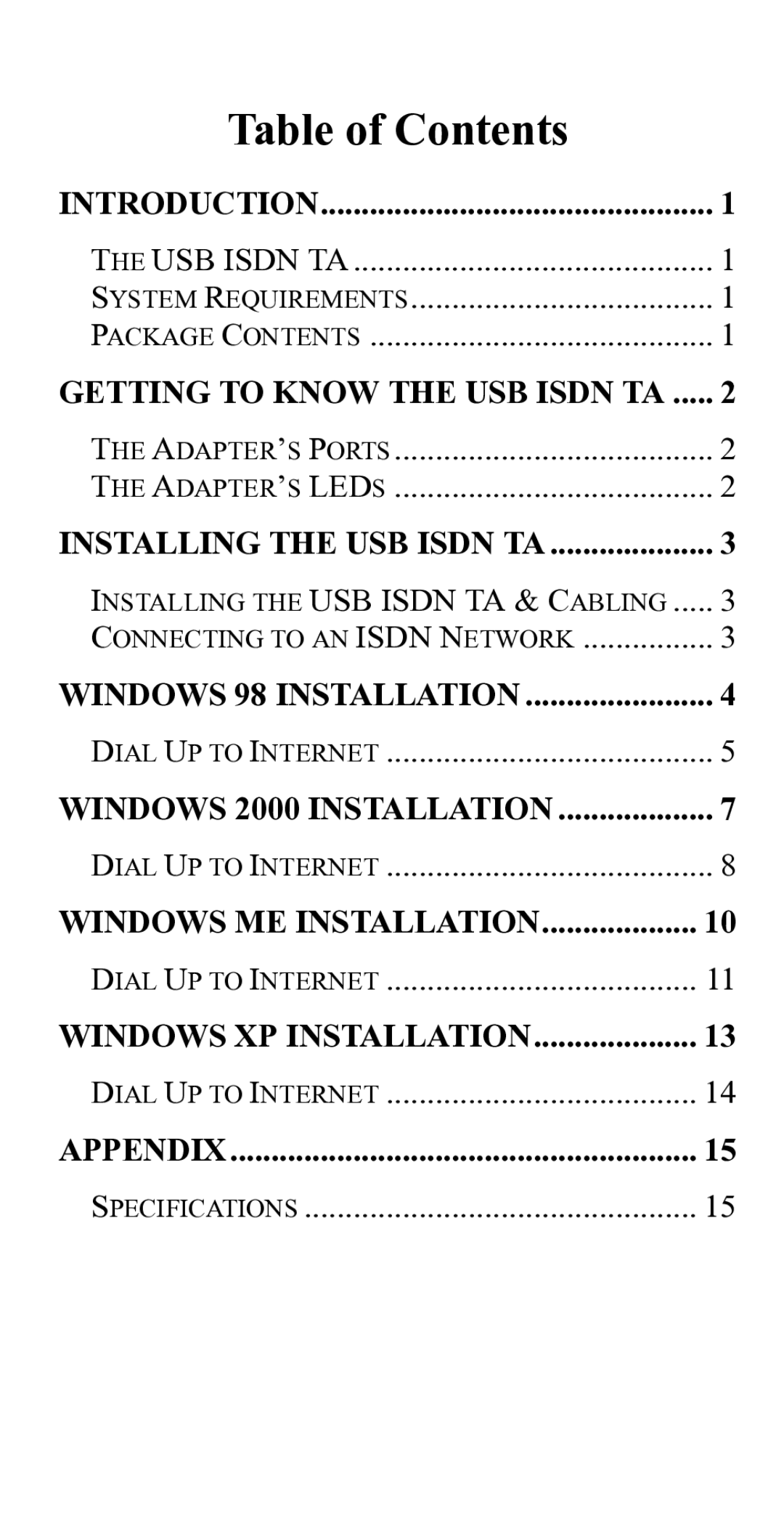 Abocom UTA128 manual Table of Contents 