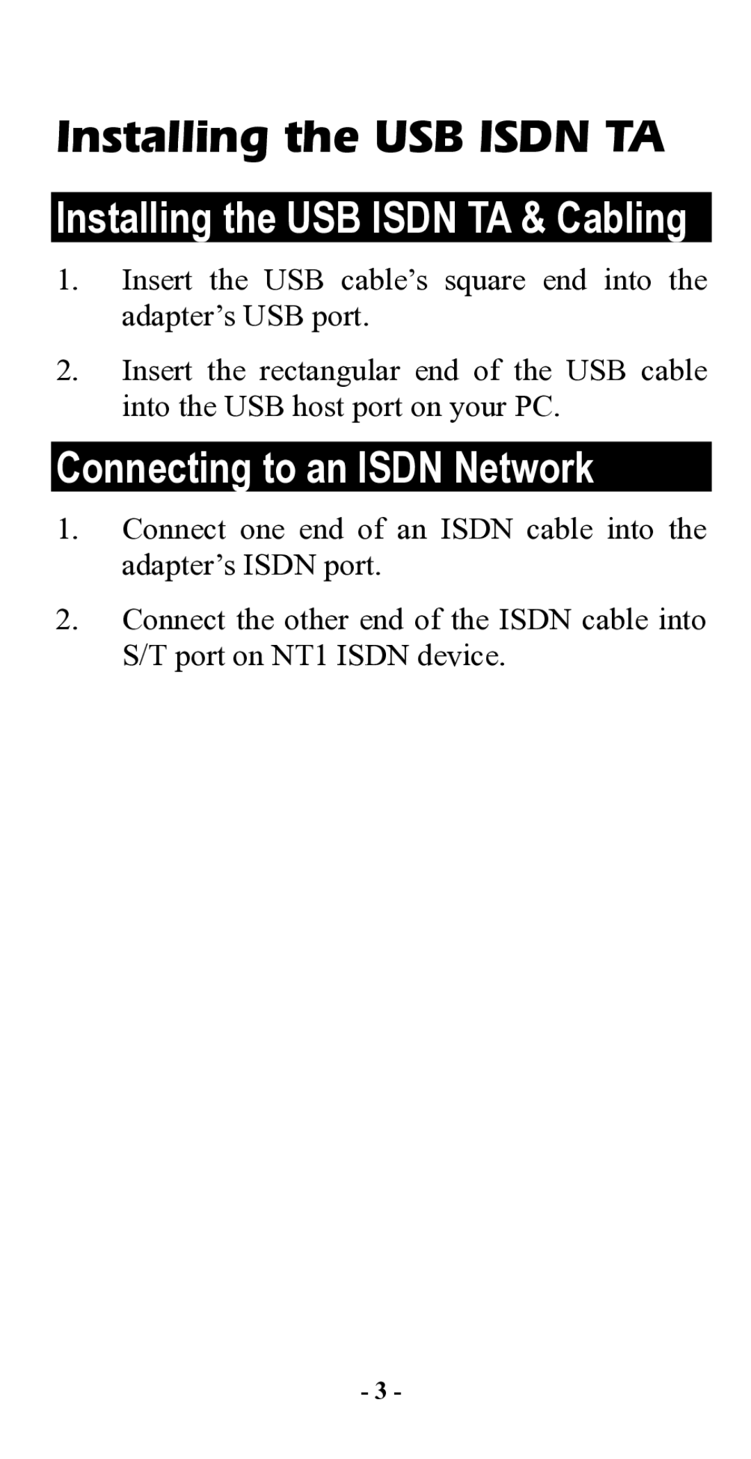 Abocom UTA128 manual Installing the USB Isdn TA & Cabling, Connecting to an Isdn Network 