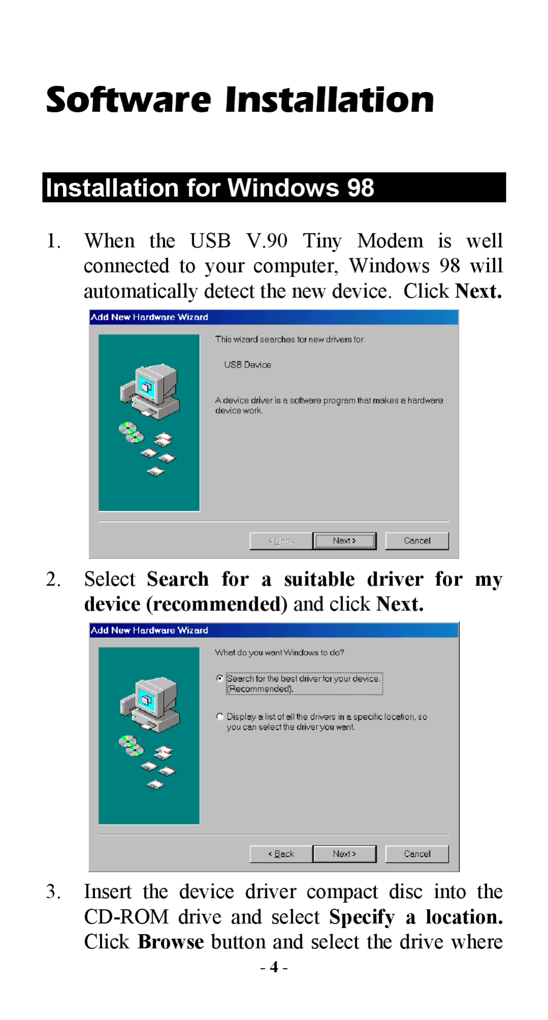 Abocom UTM560 manual Software Installation, Installation for Windows 