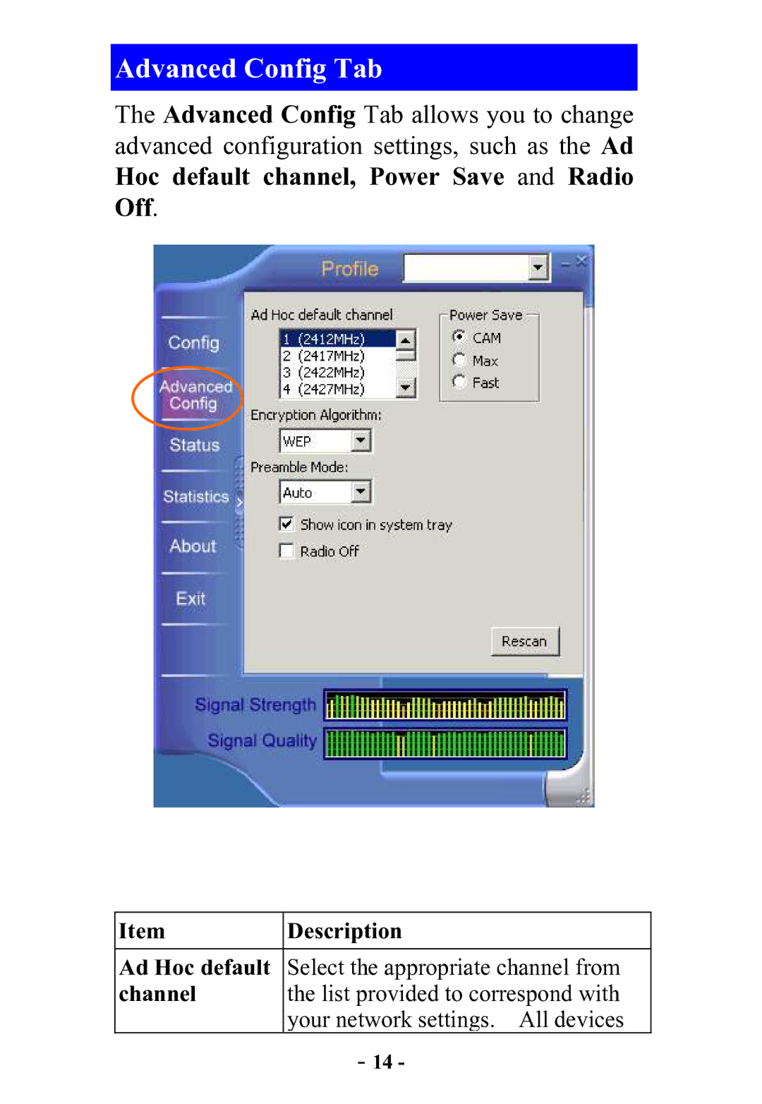 Abocom WB2500 manual Advanced Config Tab 