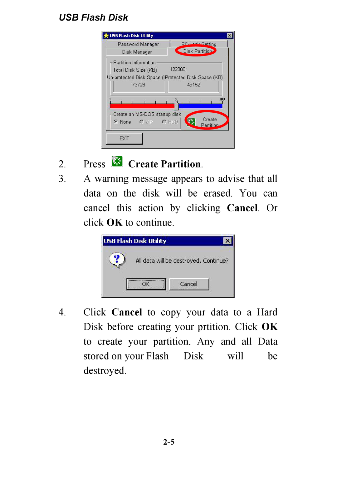 Abocom WBD512 manual Press Create Partition 