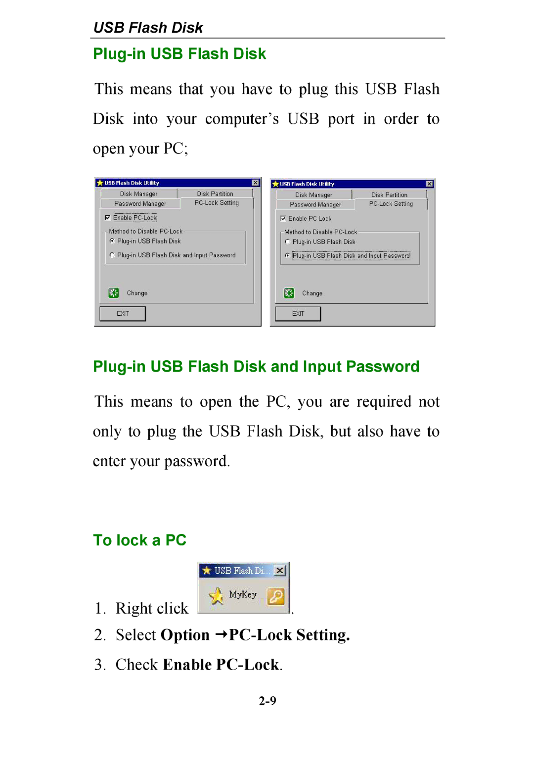 Abocom WBD512 manual Select Option €PC-Lock Setting Check Enable PC-Lock 