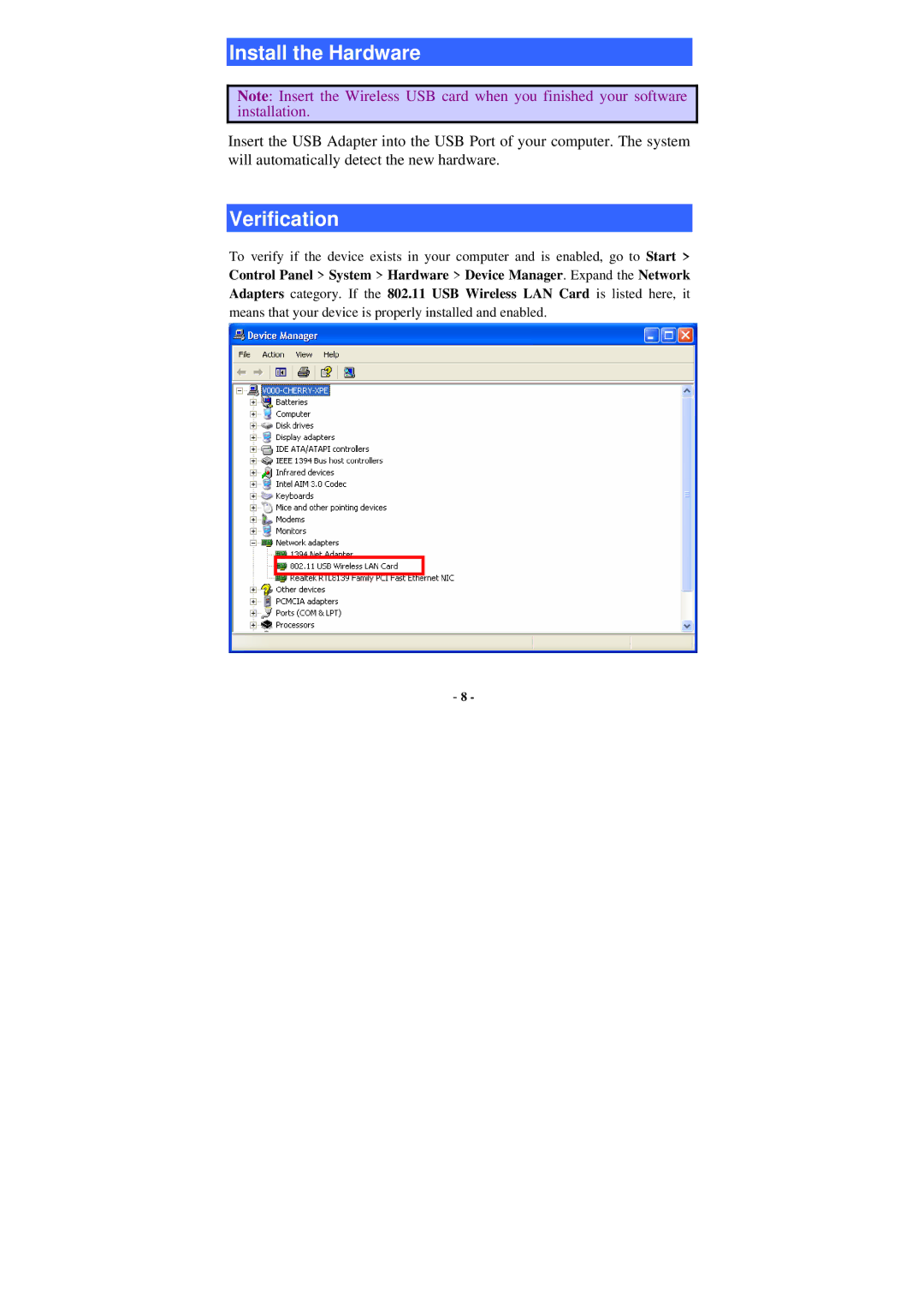 Abocom WU5205 user manual Verification 