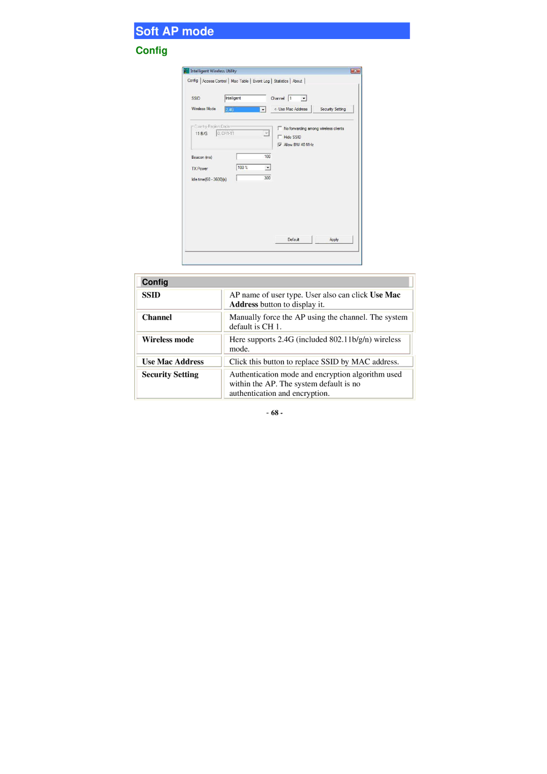 Abocom WU5205 user manual AP name of user type. User also can click Use Mac, Address button to display it 