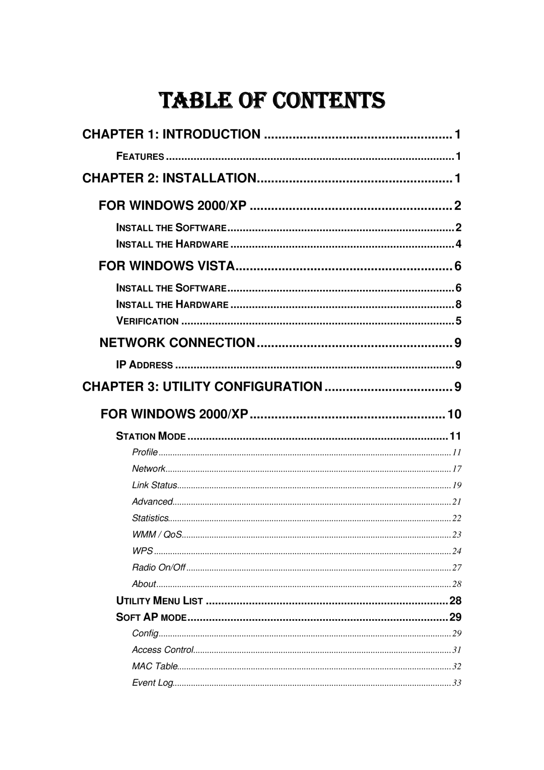 Abocom WU5214 user manual Table of Contents 