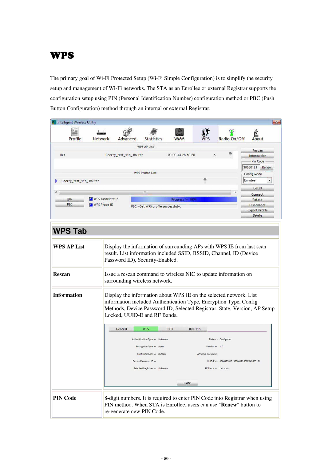 Abocom WU5214 user manual WPS Tab, WPS AP List 