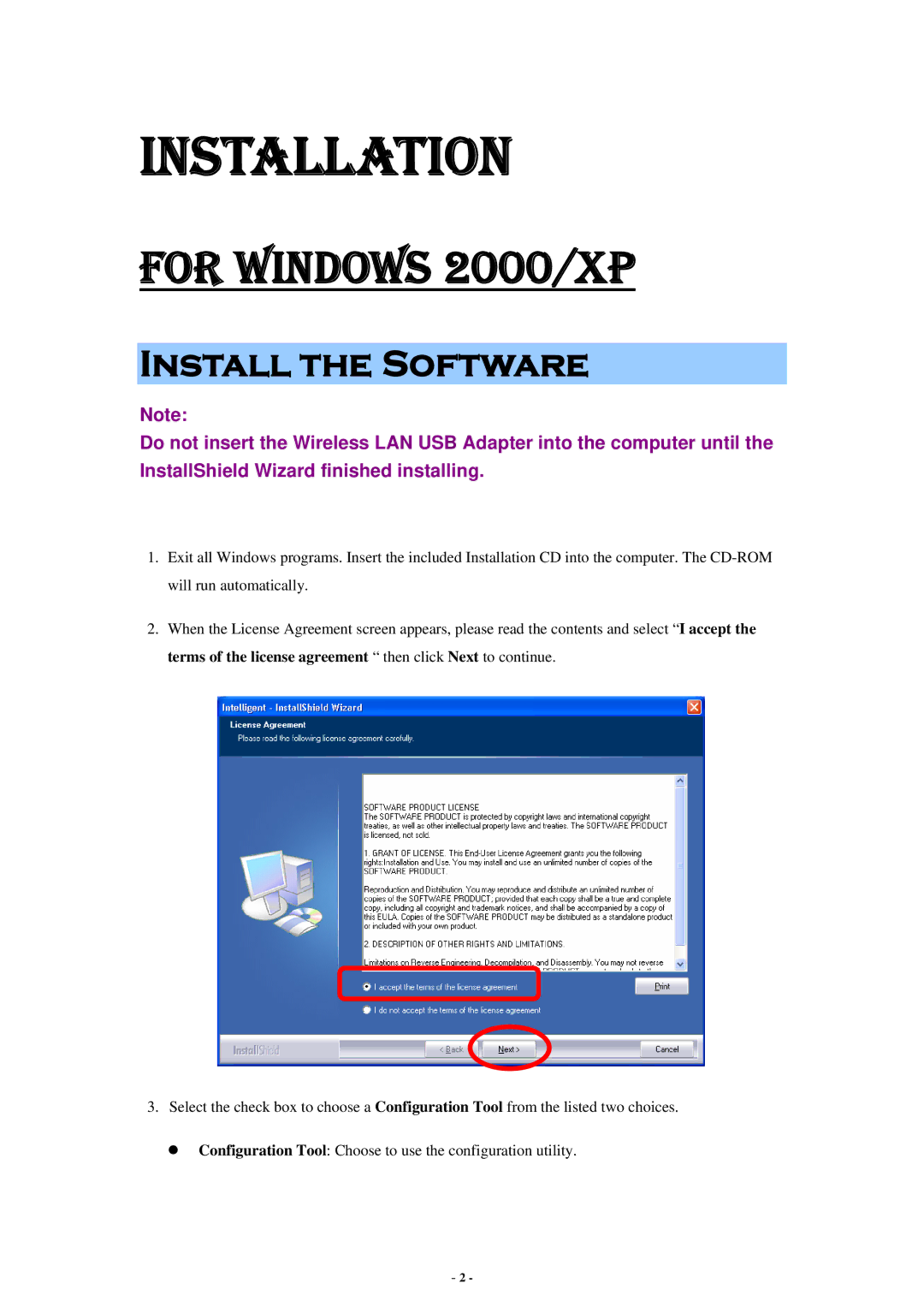 Abocom WU5214 user manual Installation, Install the Software 