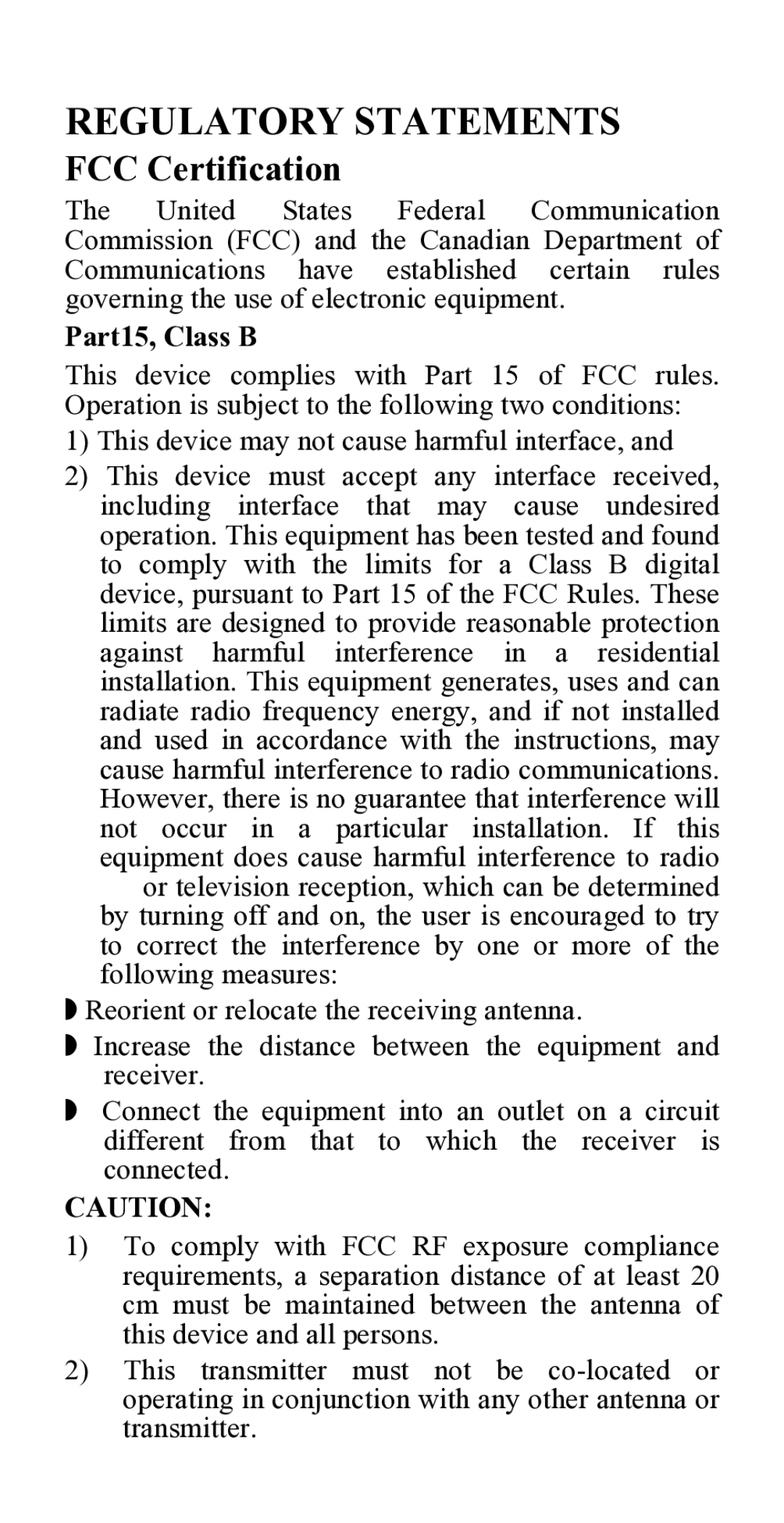 Abocom WUE1500 manual Regulatory Statements, Part15, Class B 