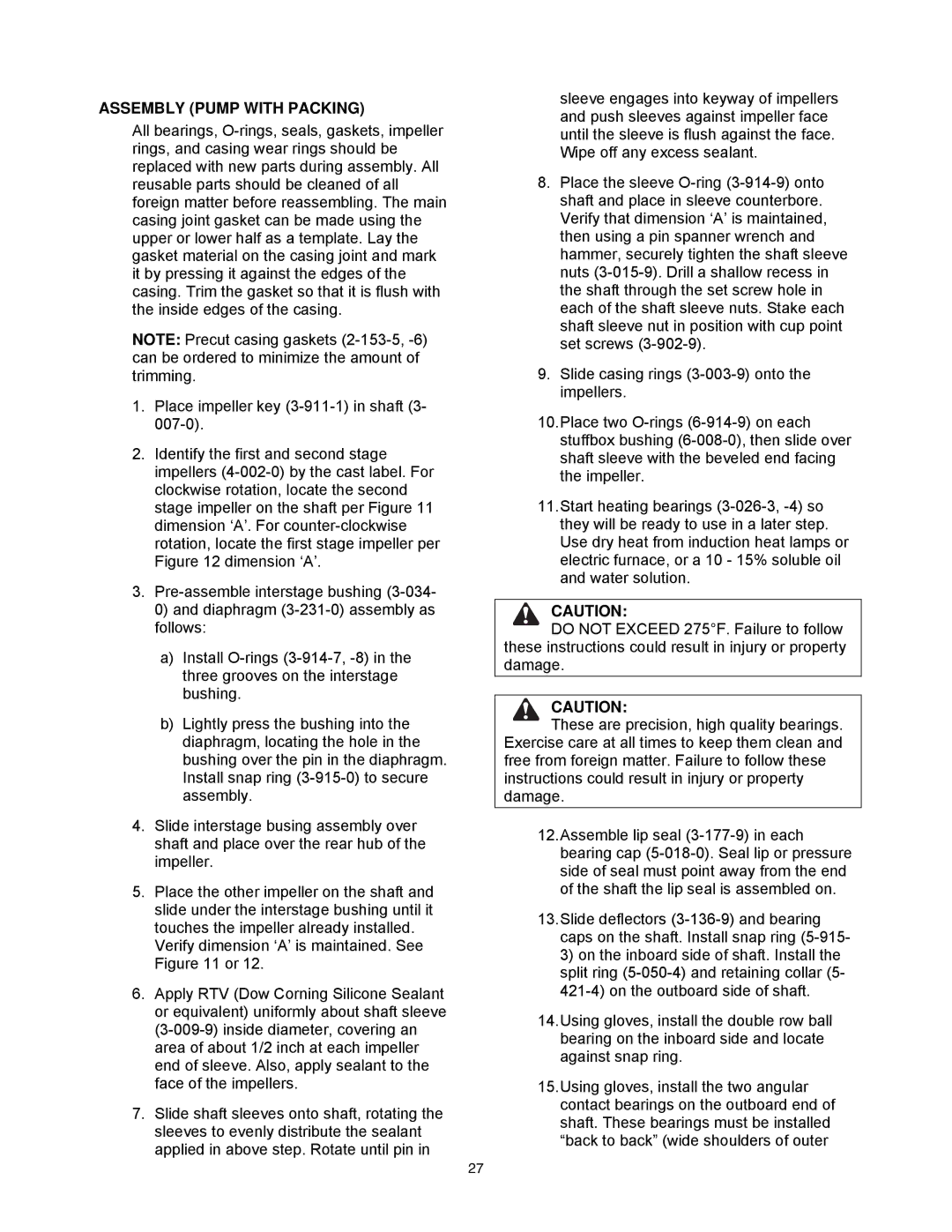 AC International 8200 Series instruction manual Assembly Pump with Packing 