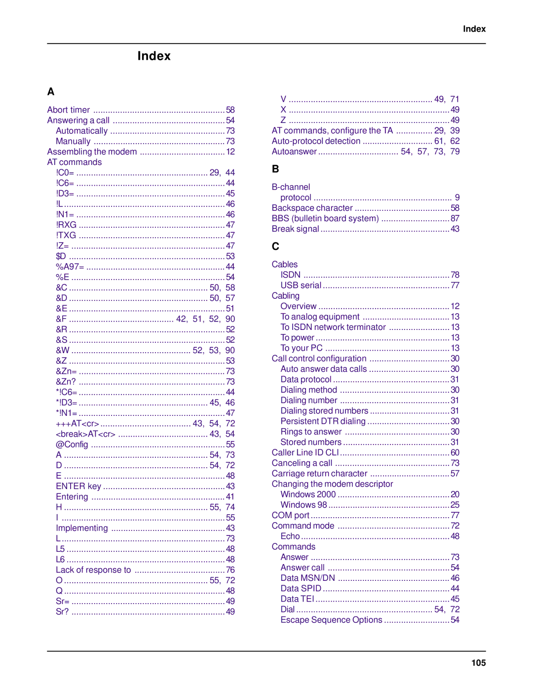 AC International MTA128ST-USB manual Index, 105 