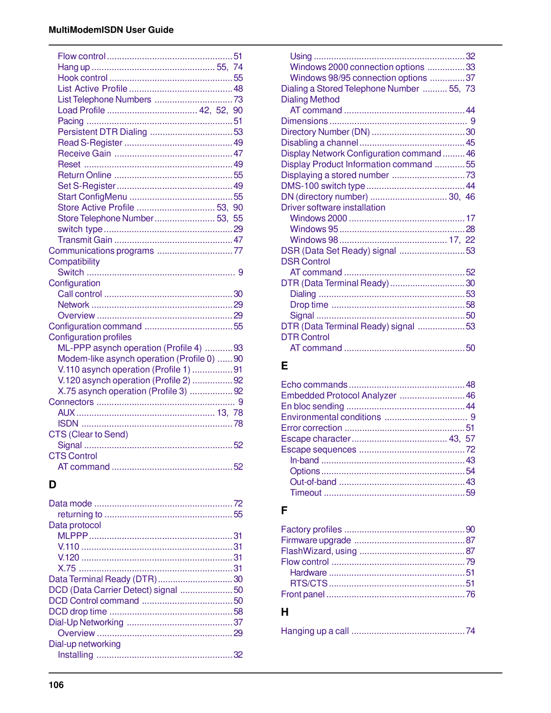 AC International MTA128ST-USB manual 42, 52, 106 