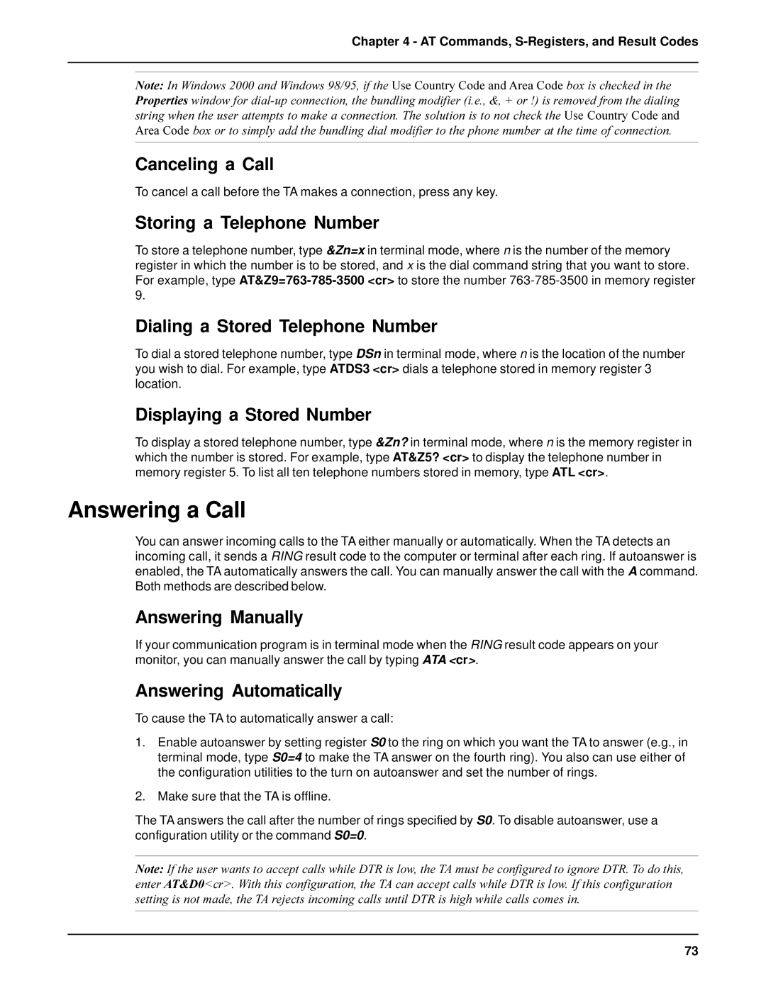 AC International MTA128ST-USB manual Answering a Call 