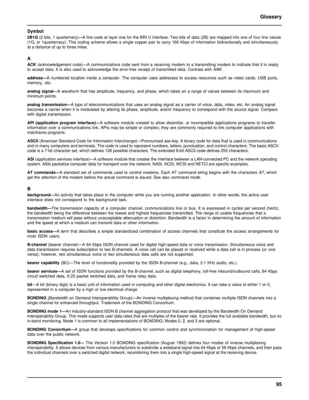 AC International MTA128ST-USB manual Glossary, Symbol 