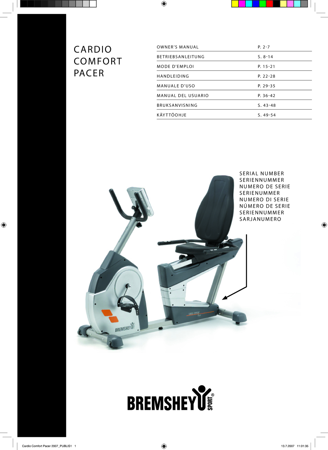 Accell Cardio Comfort Pacer owner manual R D I O Co M F O R T Pac E R 