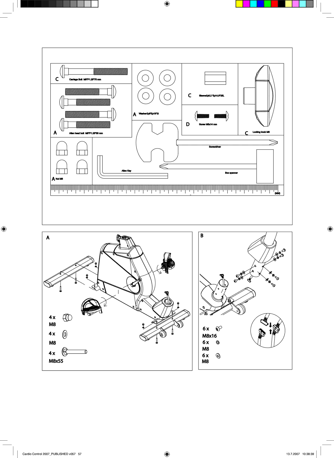 Accell Cardio Control owner manual M8x16 