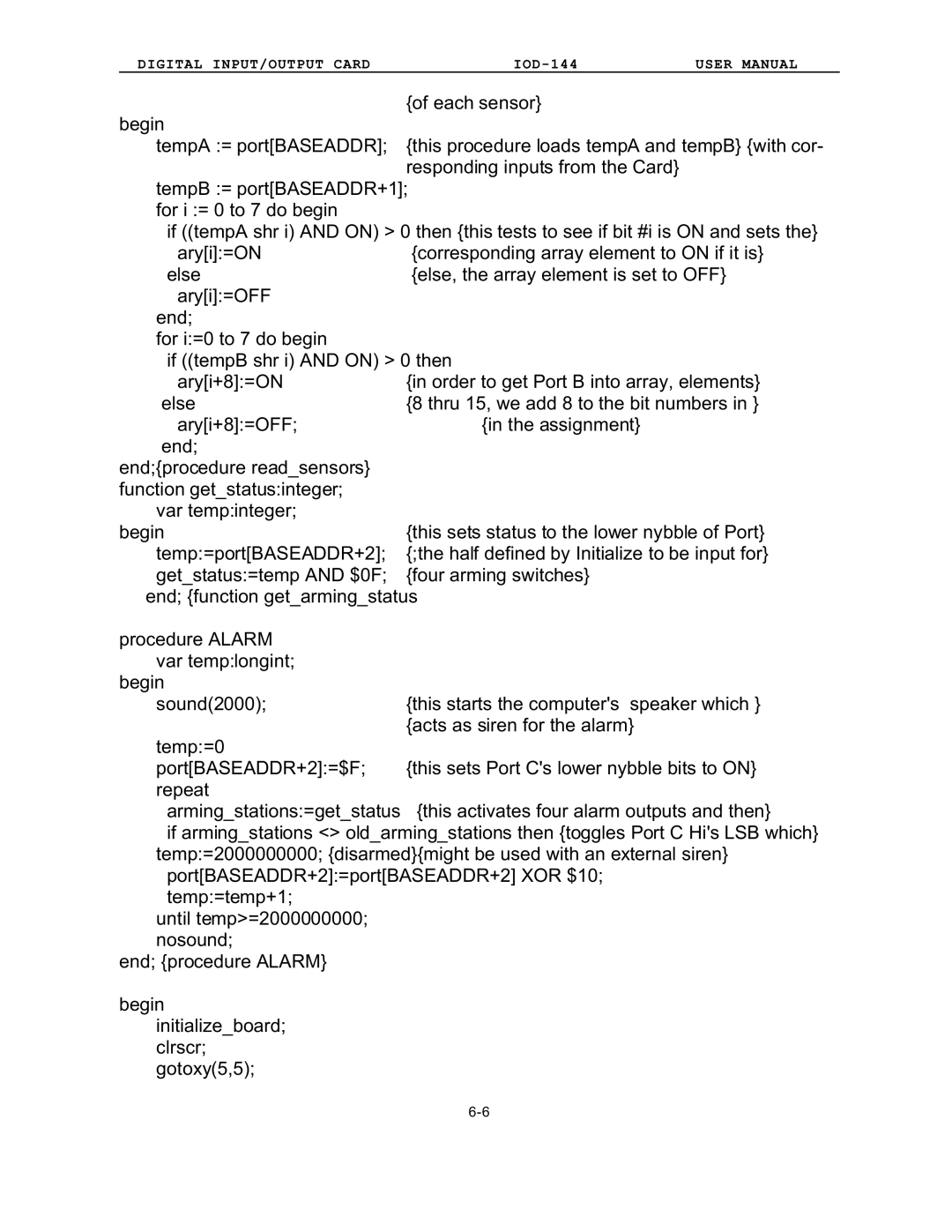 Access IOD-144 user manual Digital INPUT/OUTPUT Card 